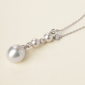 1920s' COLLECTION Saltwater Pearl 18K White Gold Diamond Muse Necklace