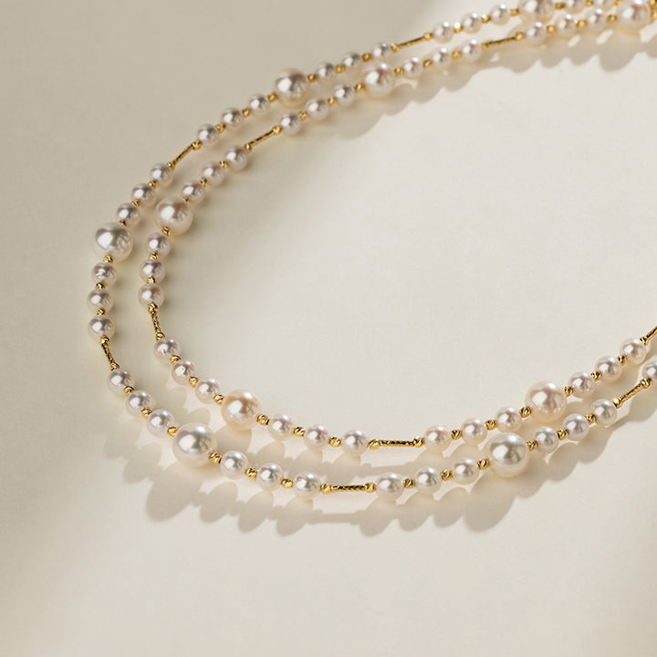 Akoya Saltwater Pearl 18K Gold Luster Bead Milky Way Necklace
