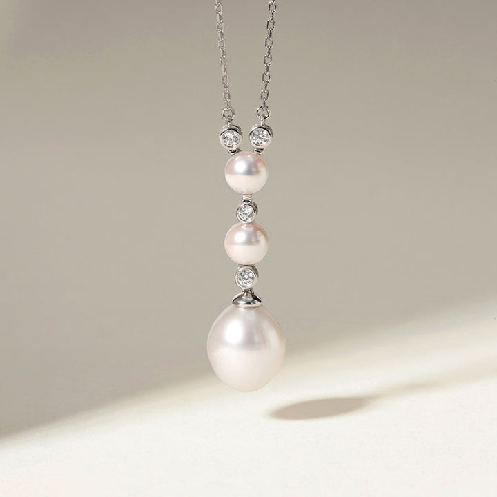 Saltwater Pearl Necklace 18K White Gold Diamond