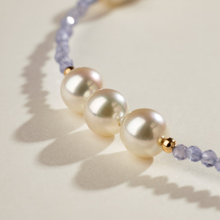 Baroque Pearl 18K Tanzanite Unique Design Necklace