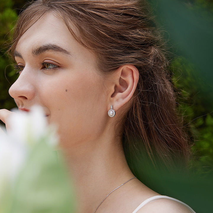 Akoya Pearl Earrings 18K White Gold Diamond Drop earrings