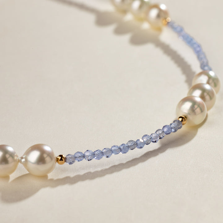 Baroque Pearl 18K Tanzanite Unique Design Necklace