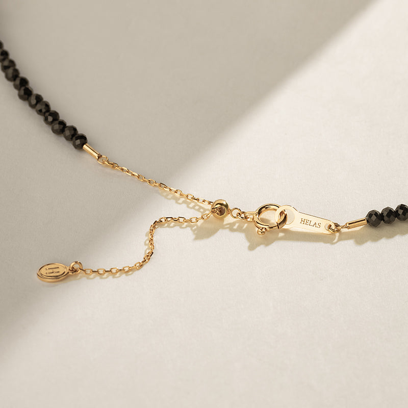 Akoya Saltwater Pearl 18K Gold Black Spinel Smile Necklace