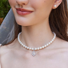 1920s' COLLECTION Akoya Pearl 18K White Gold Diamond Midnight Paris Necklace