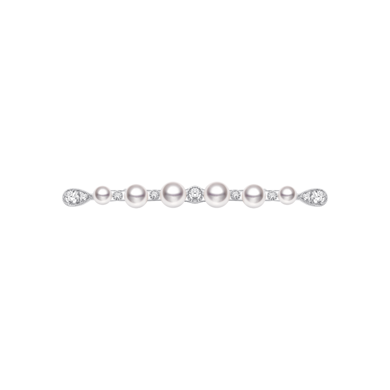 Akoya Pearl Brooch 18K White Gold Diamond Pin