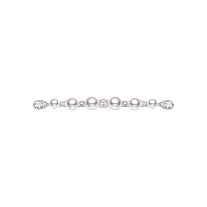 Akoya Pearl Brooch 18K White Gold Diamond Pin