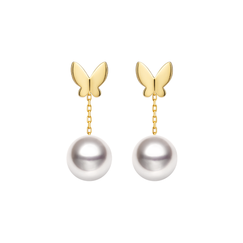 Akoya Pearl 18K Gold Ear Stud Ear Thread Drop Earring Chains