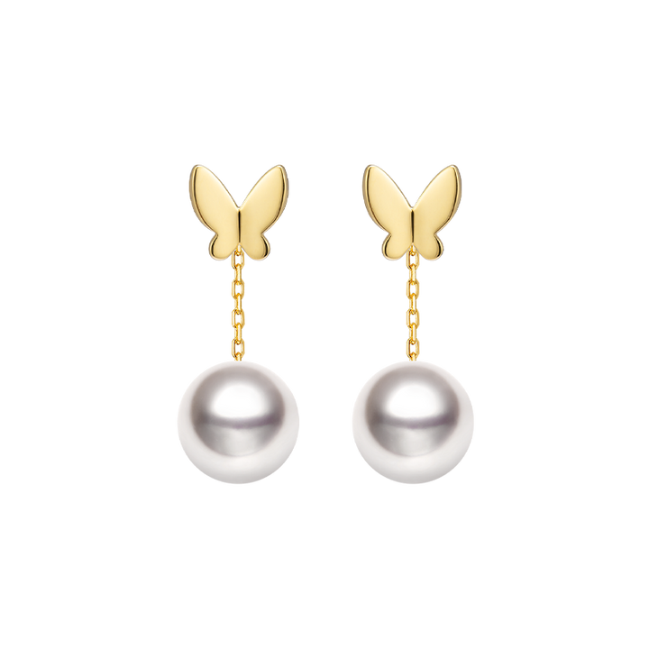 Akoya Pearl 18K Gold Ear Stud Ear Thread Drop Earring Chains