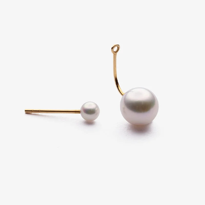 BASIC COLLECTION Akoya Pearl 18K Gold Dimple Ear Hanger Earrings BASIC COLLECTION Akoya Pearl 18K Gold Dimple Ear Hanger Earrings BASIC COLLECTION