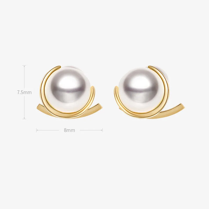 BASIC COLLECTION Akoya Pearl 18K Gold Half Enclosed Earrings BASIC COLLECTION Akoya Pearl 18K Gold Half Enclosed Earrings BASIC COLLECTION