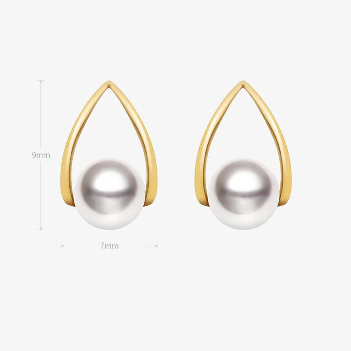 BASIC COLLECTION Akoya Pearl 18K Gold Minimalist Triangle Earrings BASIC COLLECTION Akoya Pearl 18K Gold Minimalist Triangle Earrings BASIC COLLECTION