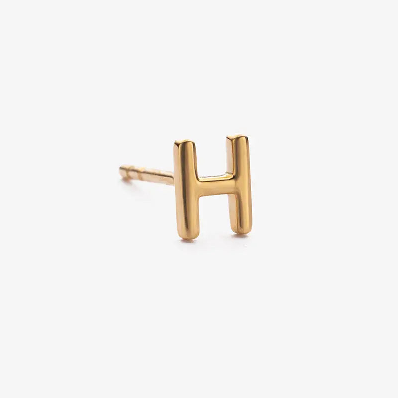 18K Gold Custom Letter Initial Stud Earrings