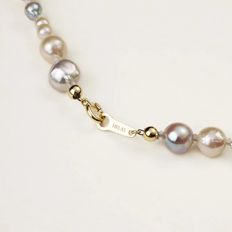 BEADED COLLECTION 18k Gold Gray Golden Mixed Color Baroque Pearl Necklace BEADED COLLECTION 18k Gold Gray Golden Mixed Color Baroque Pearl Necklace BEADED COLLECTION