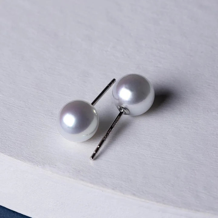 Akoya Silver Blue Pearl 18K White Gold Earrings