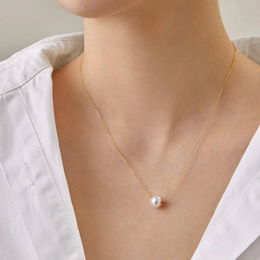 BASIC COLLECTION Akoya 18K Gold Pearl Necklace - HELAS Jewelry