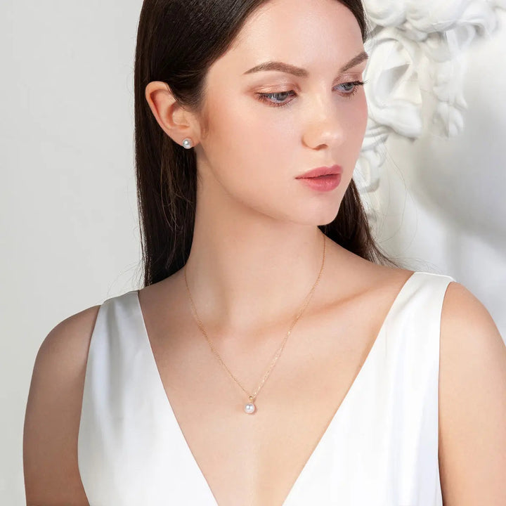 BASIC COLLECTION Akoya Pearl 18K Gold Elegant Necklace - HELAS Jewelry