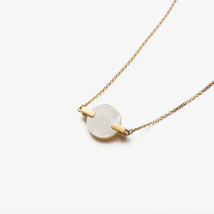 DAWN COLLECTION 18K Gold Mother of Pearl Flat Style Diamonds Necklace - HELAS Jewelry