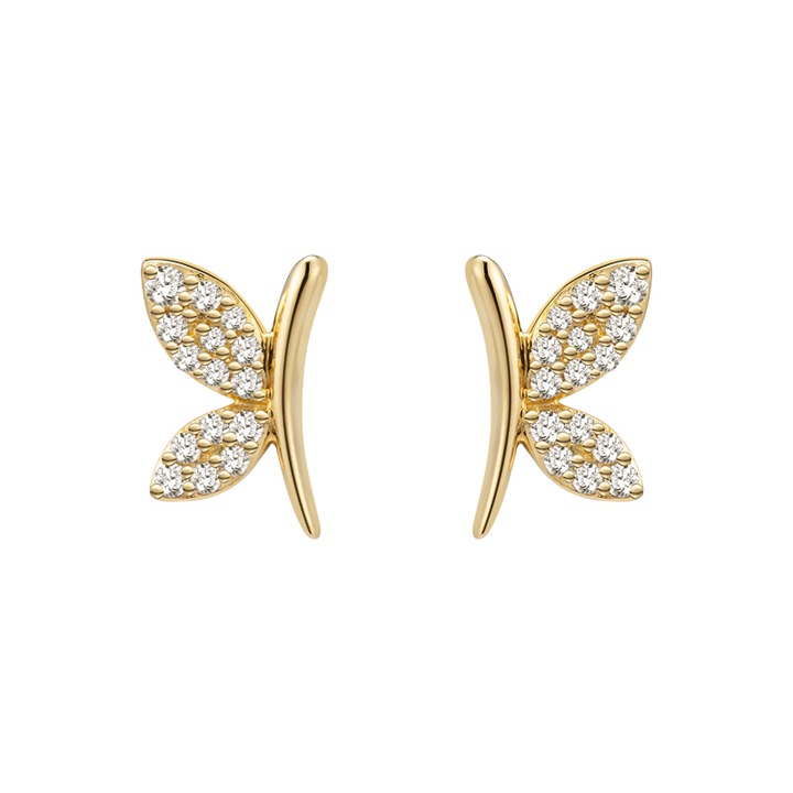 18K Gold Dragonfly Diamonds Ear Studs