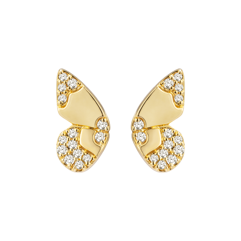 18K Gold Butterfly Diamonds Ear Studs