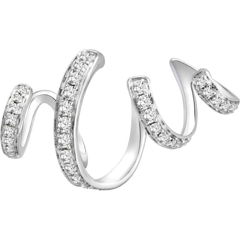 18K White Gold Wave Curl Diamonds Stud Earrings