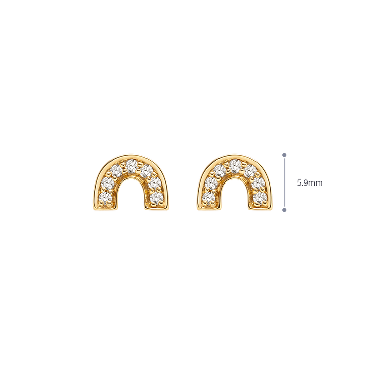 18K Gold Diamond Petite Rainbow Diamond Ear Studs Earrings