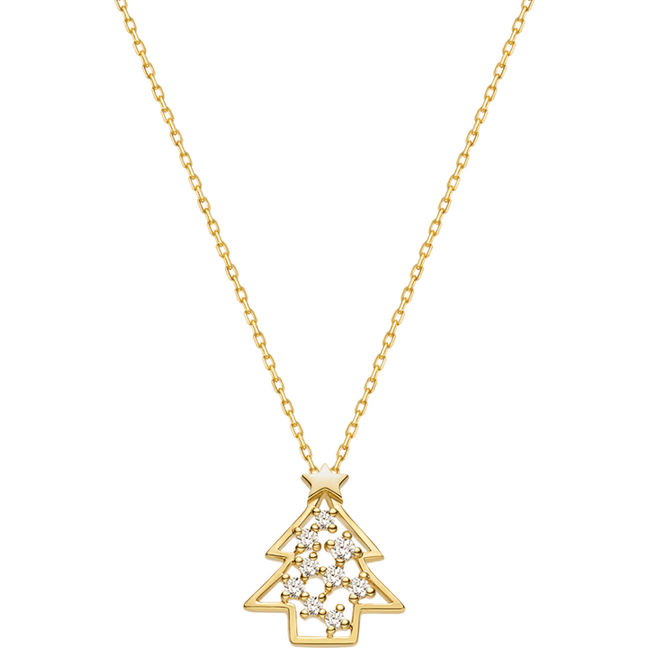 18K Gold Christmas Tree Diamond Necklace