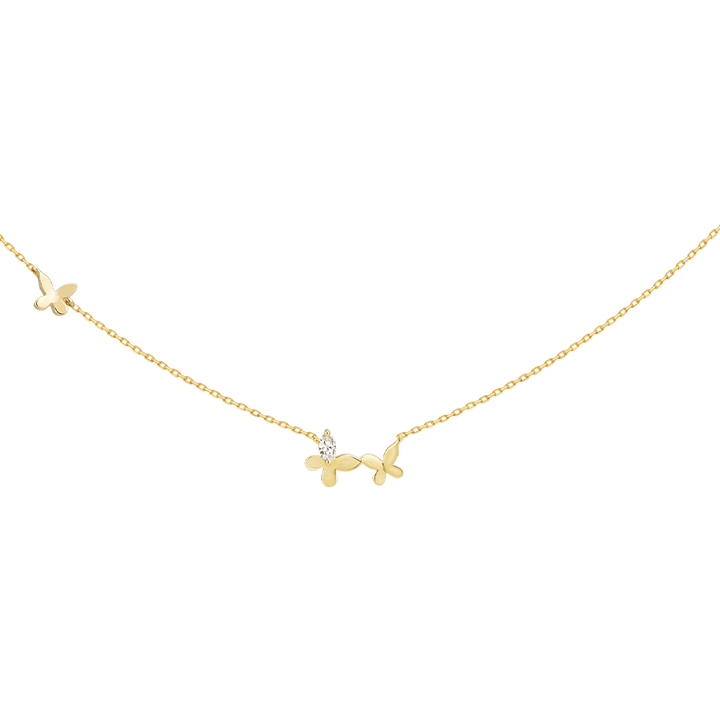 18K Gold Butterfly Elegant Diamond Necklace