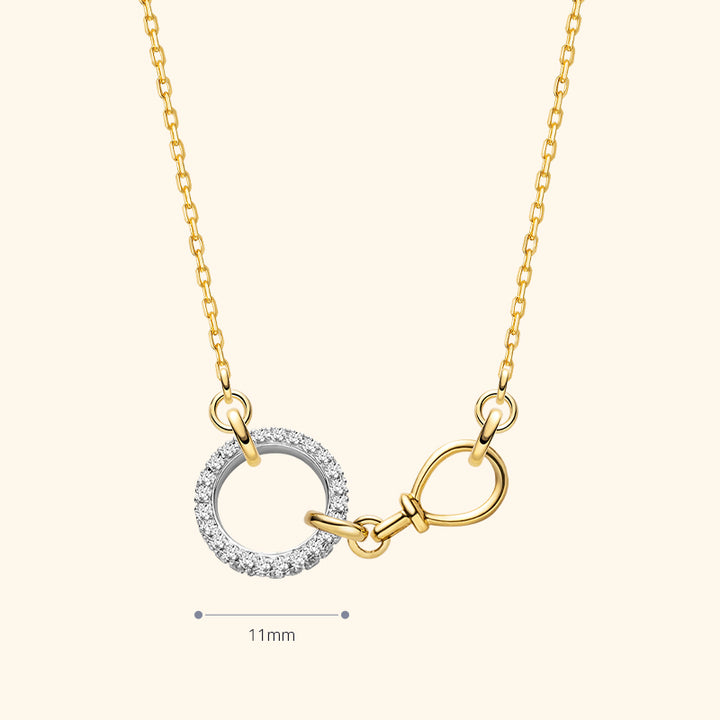 18K Gold Diamond Circle Clasp Modern Minimalist Necklace