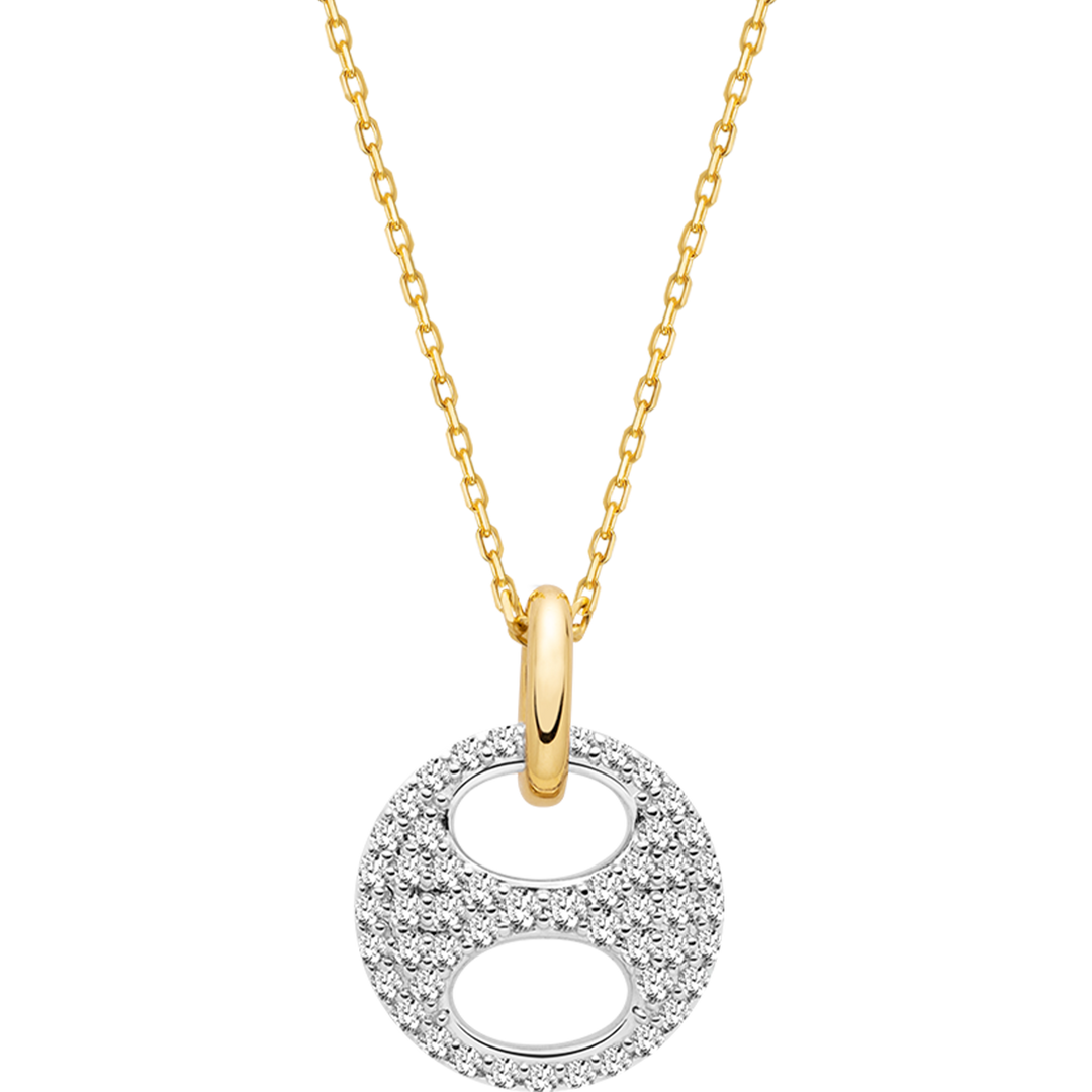 18K Gold Diamond Imprint H Clasp Pendant Necklace