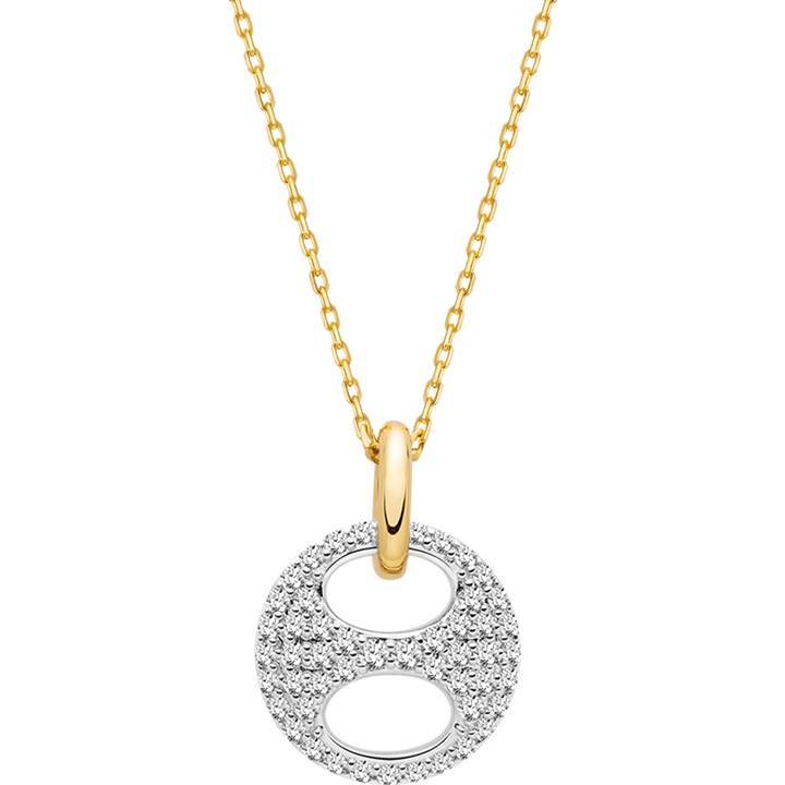 18K Gold Diamond Imprint H Clasp Pendant Necklace