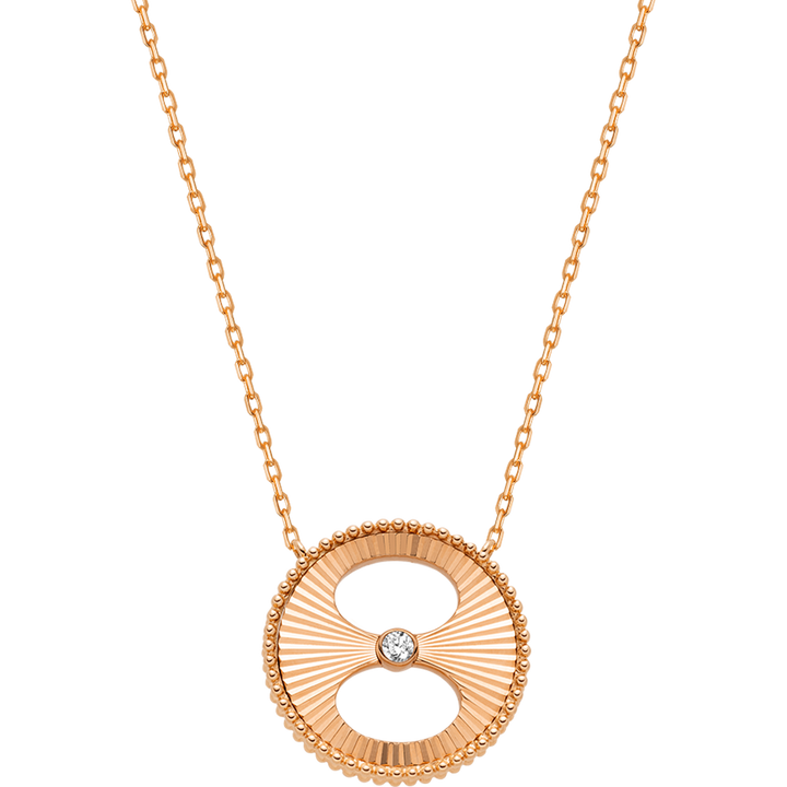 18K Gold Diamond Imprint H Cut Gold Surface Necklace