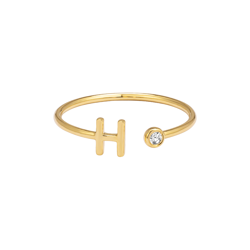 18K Gold Exclusive Custom Initial Letter Diamond Ring
