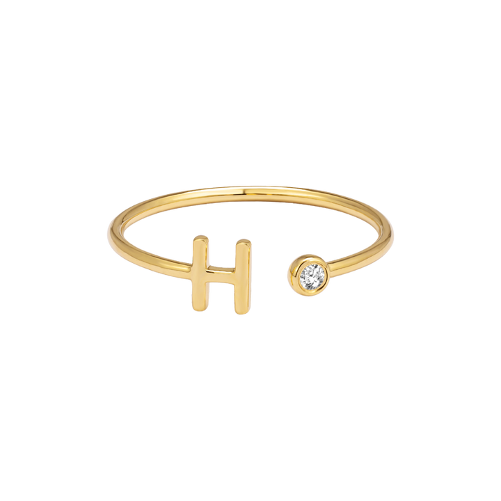 18K Gold Exclusive Custom Initial Letter Diamond Ring