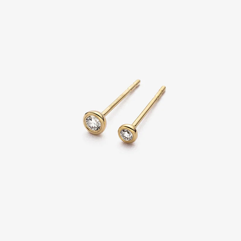 18K Gold Petite Delicate Diamond Stud Earrings