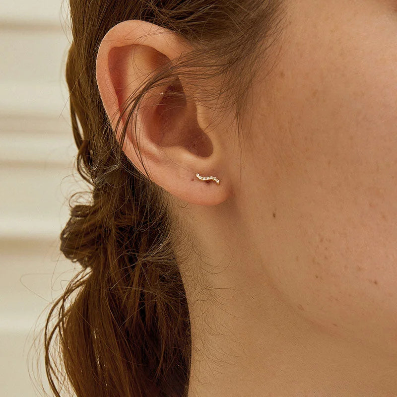18K Gold Stackable Wave Essentials Stud Earring