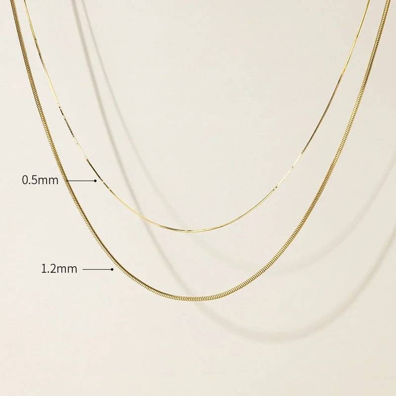 FINE LINE COLLECTION 18k Yellow Gold Square Herringbone Chain Necklace - HELAS Jewelry