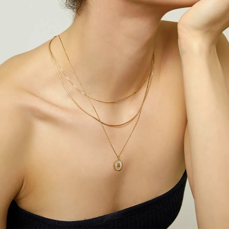 Herringbone Necklace for Women Dainty 14K Gold Snake Chain Necklace Layered  Gold | eBay