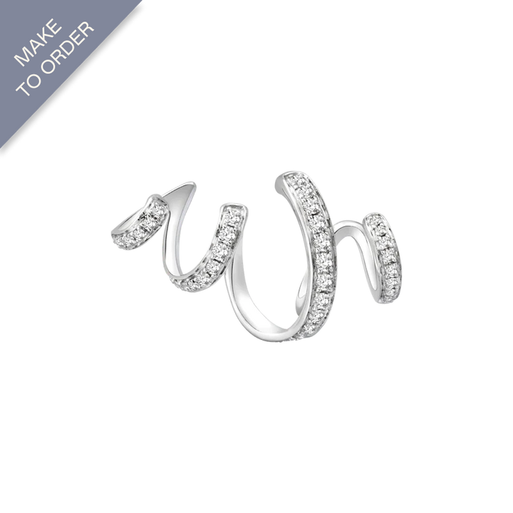 18K White Gold Wave Curl Diamonds Stud Earrings