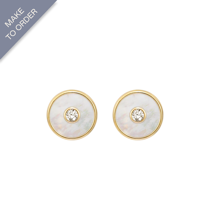 Mother-of-Pearl 18K Gold Diamond Earrings