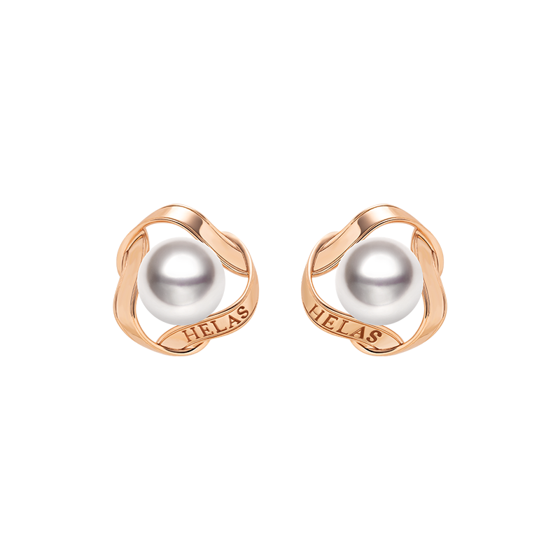 Akoya Pearl 18k Gold Camellia Design Earrings