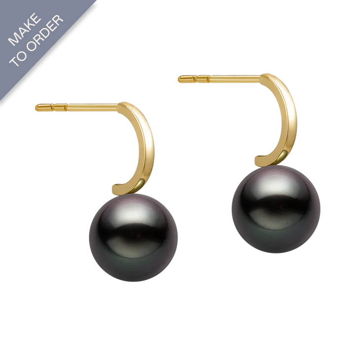 Tahitian Pearl Earrings 18K Gold Leverback Earrings