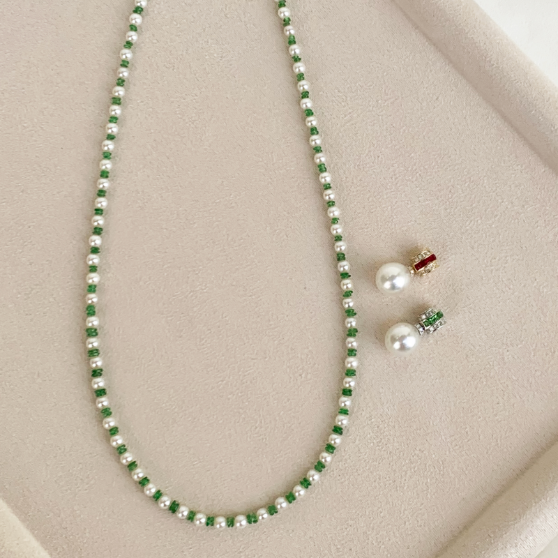 Akoya Pearl 18K Gold Tsavorite Coordinated Necklace