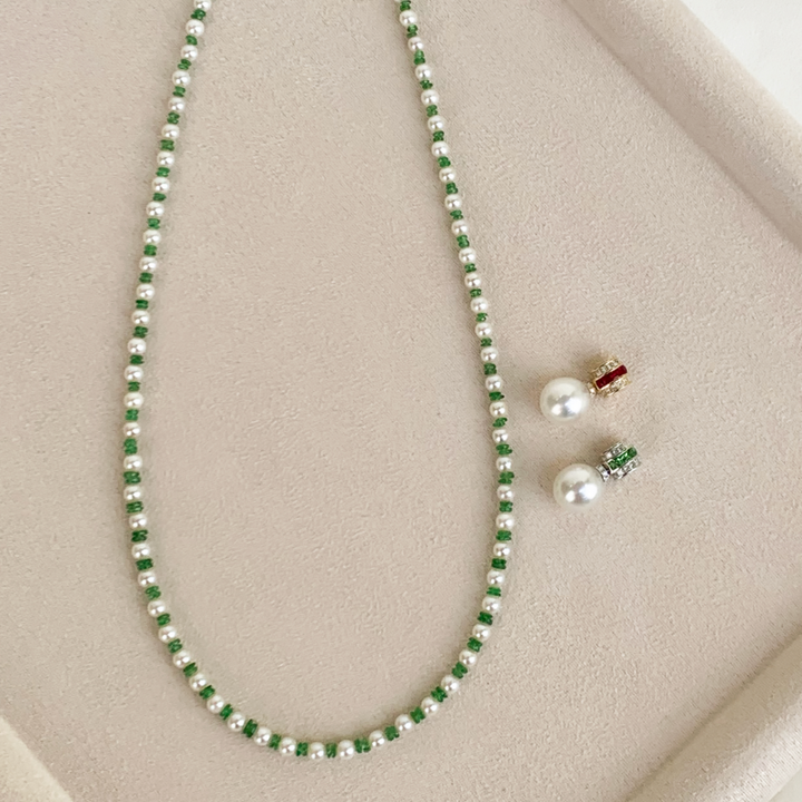 Akoya Pearl 18K Gold Tsavorite Coordinated Necklace