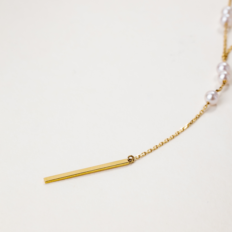 Akoya Pearl 18K Gold Y-shaped Drop Necklace