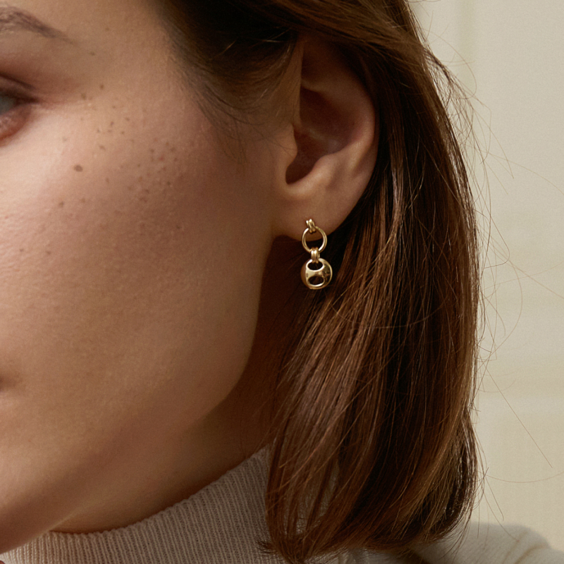 18K Gold Imprint H Loop Earrings