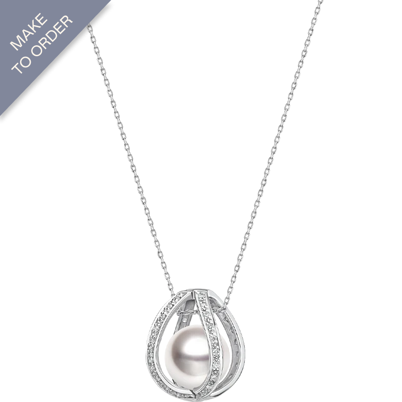 Akoya Pearl 18K White Gold Stand Out Designs Elegant Diamonds Necklace