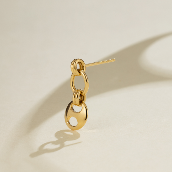 18K Gold Imprint H Loop Earrings