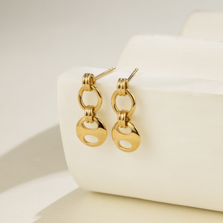 18K Gold Imprint H Loop Earrings