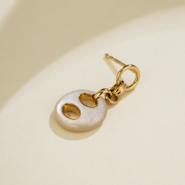 18K Gold Mother-of-Pearl Imprint H Hoop Earrings