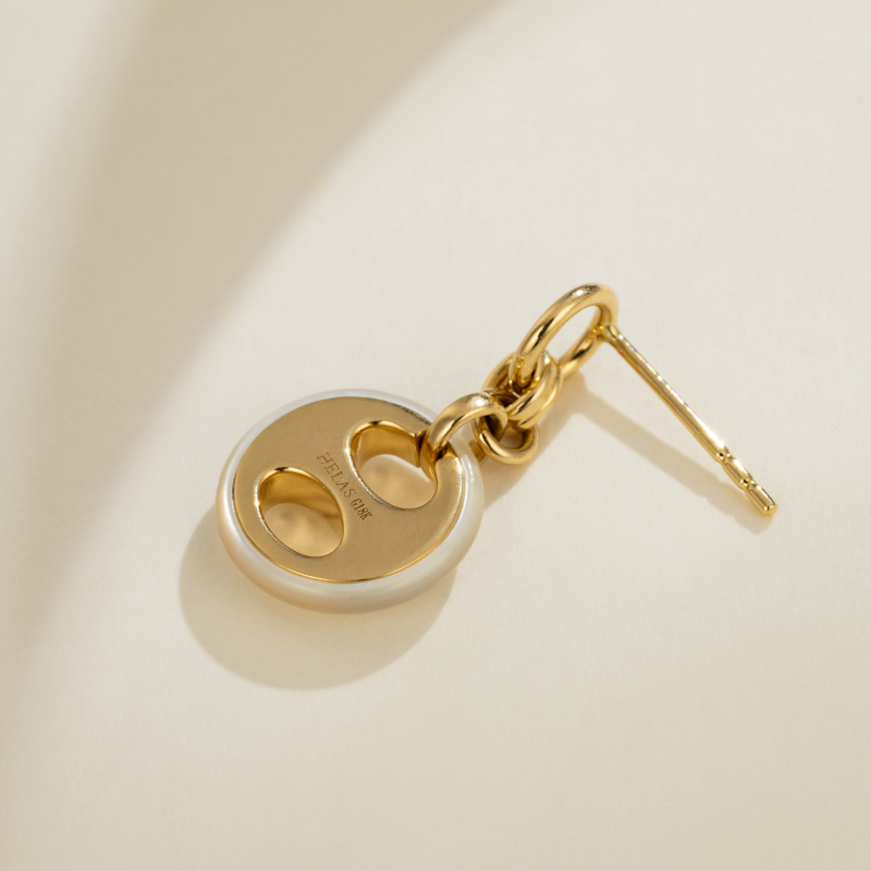 18K Gold Mother-of-Pearl Imprint H Hoop Earrings